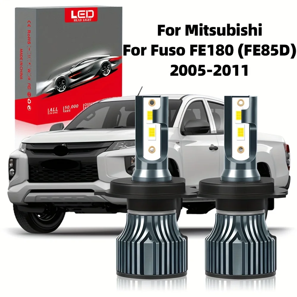 H4 High Low Beam All In One Fit For Mitsubishi Fuso FE180 (FE85D) (2005-2011) Built In Driver, 400% Brightness Plug-N-Play, 2pcs