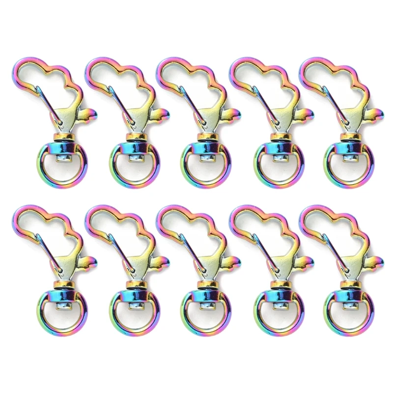 10 Pieces DIY Heart Star Keychain Lobster Clasp Hook Jewelry Finding Rainbow Metal Clasp for Keychain Dropship