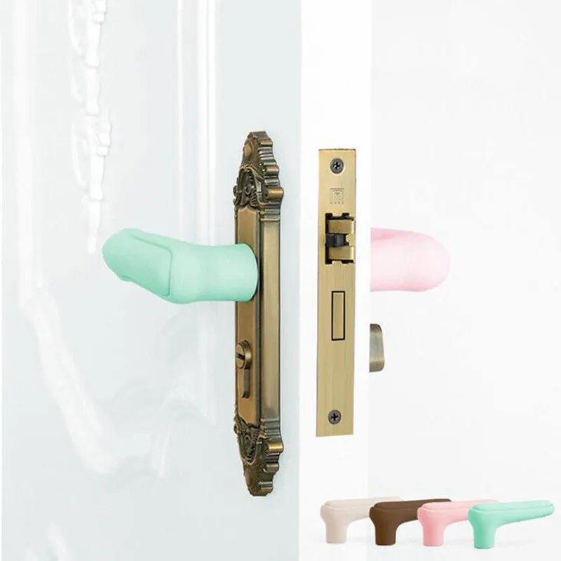 Silicone Sleeve Room Door Handle Candy Color Baby Crash Protection Suite Door Pull Handle Gloves Protector Home Accessories