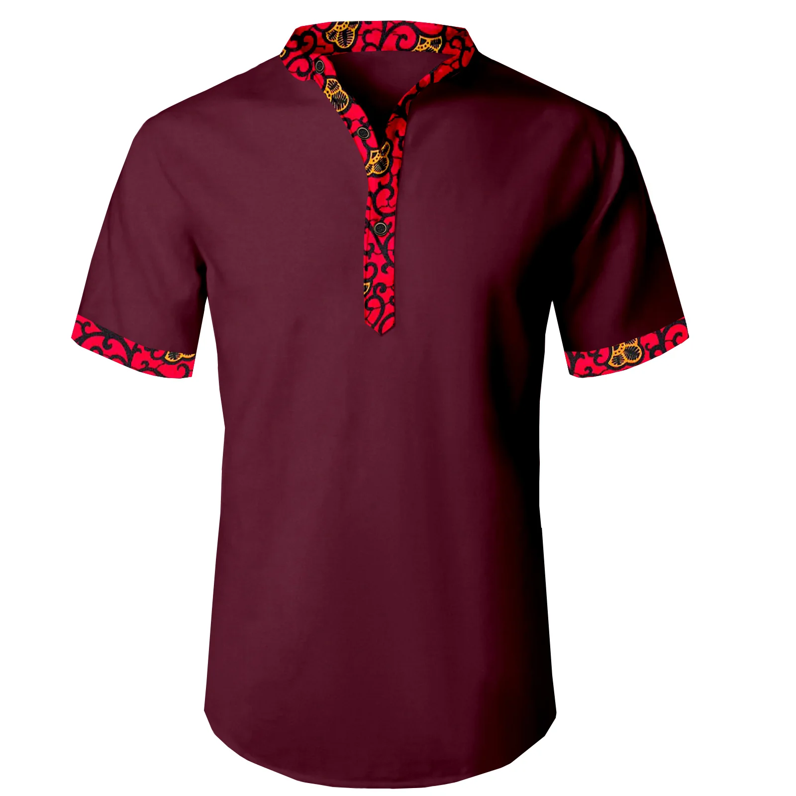 

African Shirts For Men Fashion Kente Pattern Patchwork Dashiki Ankara Casual Button Down Top Shirt Clothing