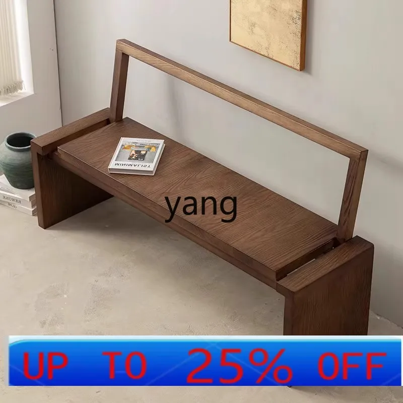 

LMM home living room backrest bench light luxury retro bedroom bedside stool