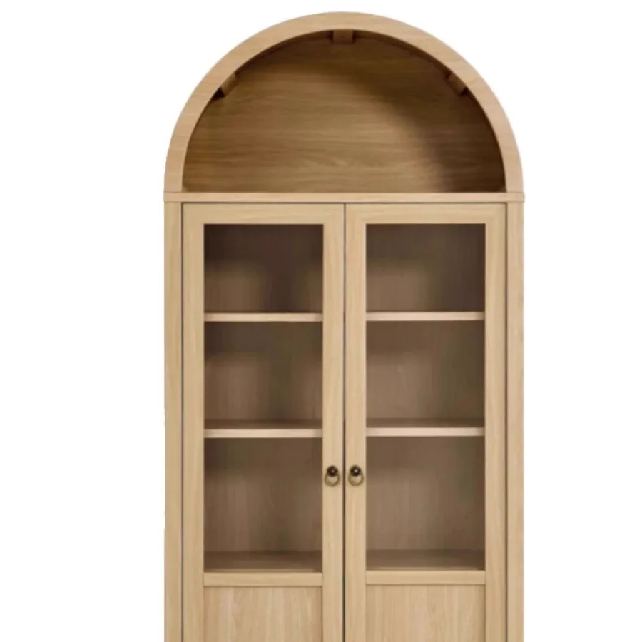 

American light luxury solid wood bookcase, simple solid wood arched locker