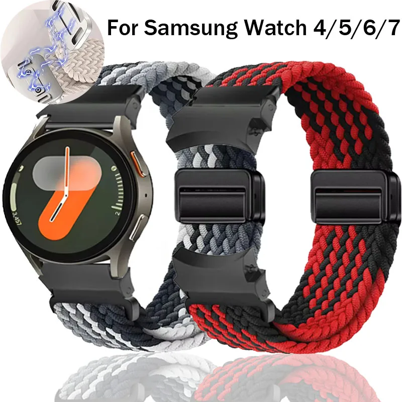 Magnetisches Nylonarmband für Samsung Watch 7 6 5 4 40mm 44mm 5Pro 45mm Armband für Samsung Watch 4 6 Classic 42 43 46 47mm Correa