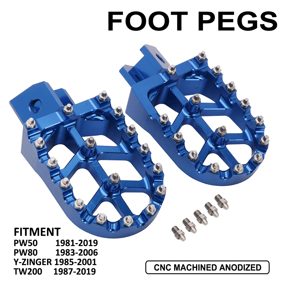 Foot Pegs Motorcycle Footpeg Pedals CNC For YAMAHA PW50 1981-2025 PW80 1983-2006 Y-ZINGER  1985-2001 Motorcycles Parts