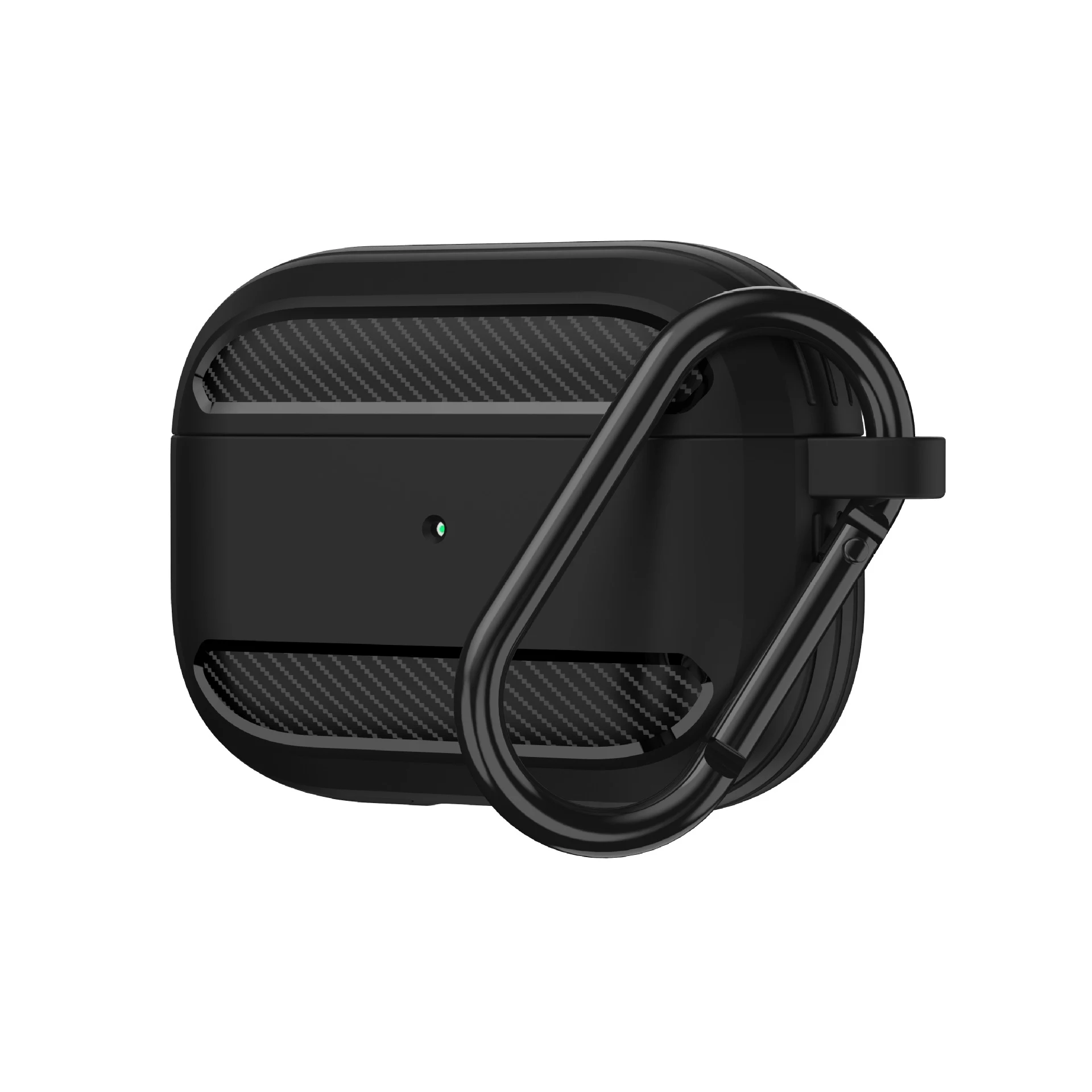 Cover for Apple Airpods Pro Case Carbon Fiber Earphone Accessories Wireless Bluetooth Cover with Hook,Black