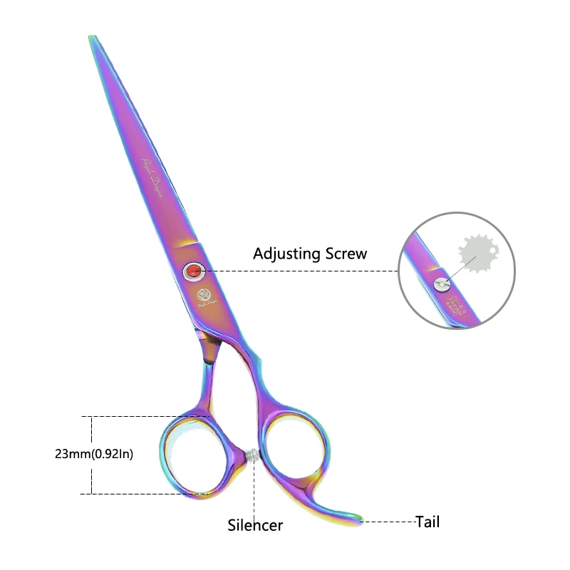 8 inch Purple Dragon 4pcs Pet Dog Cat Hair Scissors Set Animals Grooming Shears Straight Curved Cutting Thinning Clipers B0051B