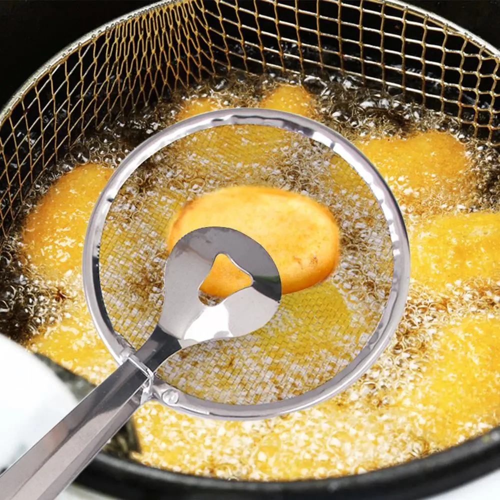 

Mesh Colander Fried Tong Frying Food Clip Snack Fryer Strainer Oil Mesh Drainer Food Serving Tongs BBQ Buffet Serving Tongs