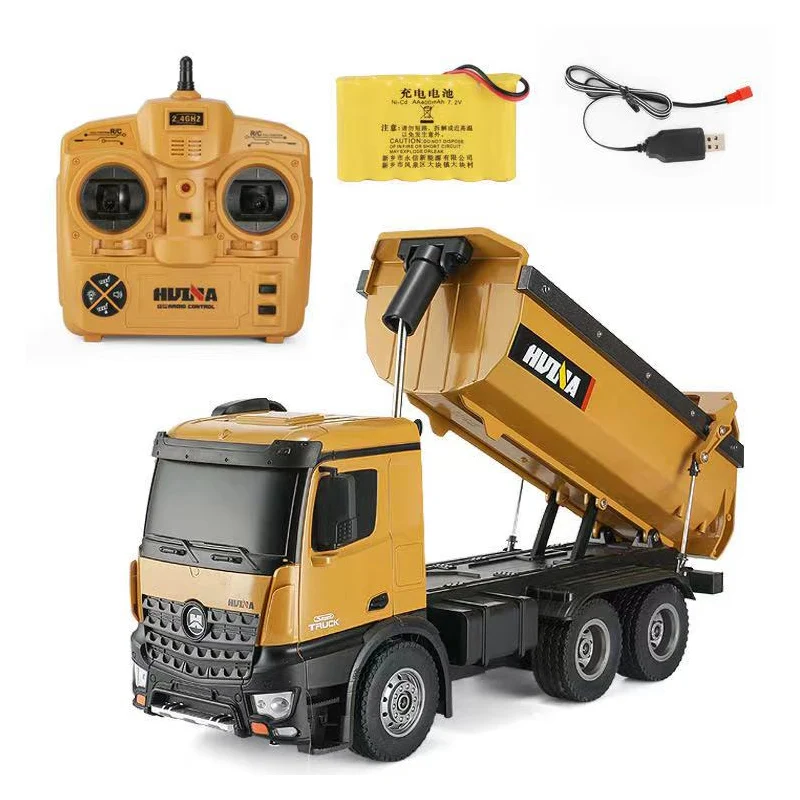 HUINA RTR 1573 1/14 RC Dumper Truck 2.4G elettrico tucano telecomando auto batteria luce giocattoli all\'aperto per ragazzi regalo TH18056