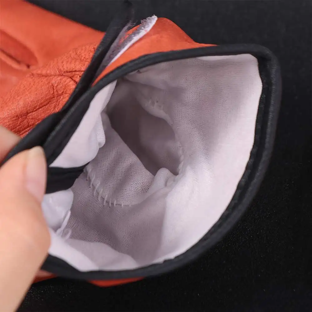Comfortable Gardening Safety Gloves Vintage Full Finger Leather Working Gloves Orange Breathable Driving Gloves Warehouse