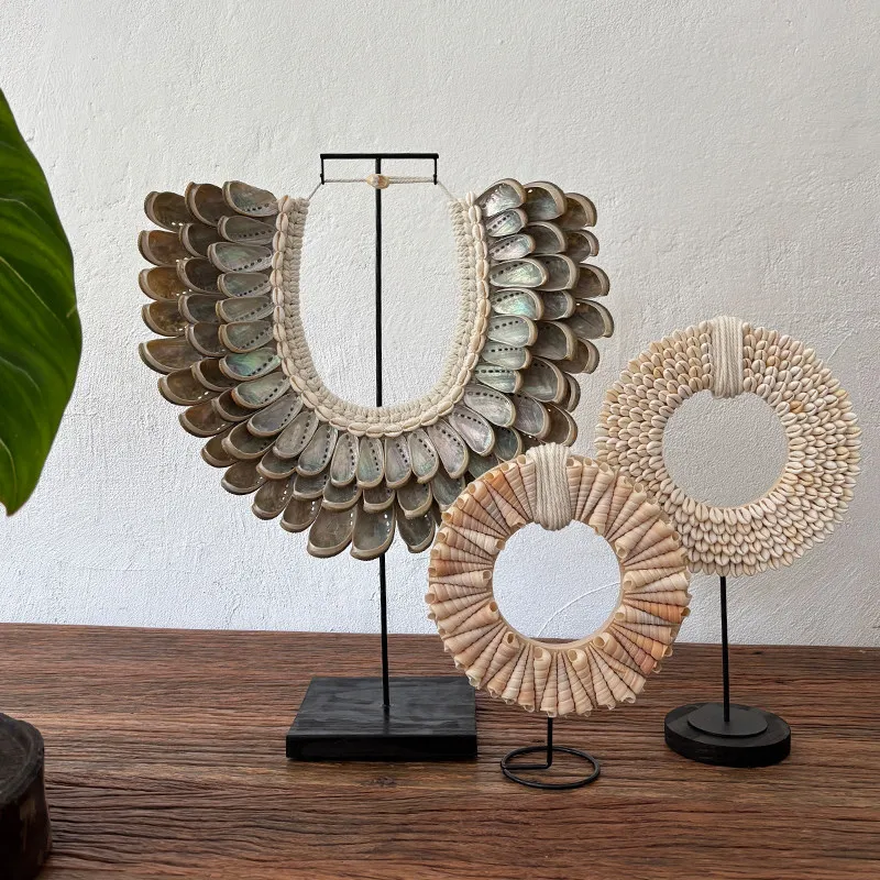 Southeast Asian Style Seashell Art Piece, Natural Shell Wall Decor for Hotel & Showflat, Bohemian Home Entryway Ornament