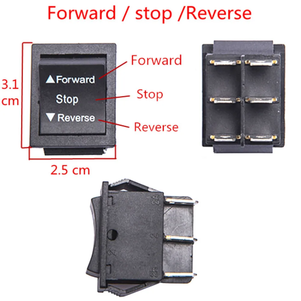 2 Pieces Forward Reverse Switch for Ride On Cars Suitable for 6V 12V 24V Electric Ride On Toys On Off On Rocker Switch Shifters