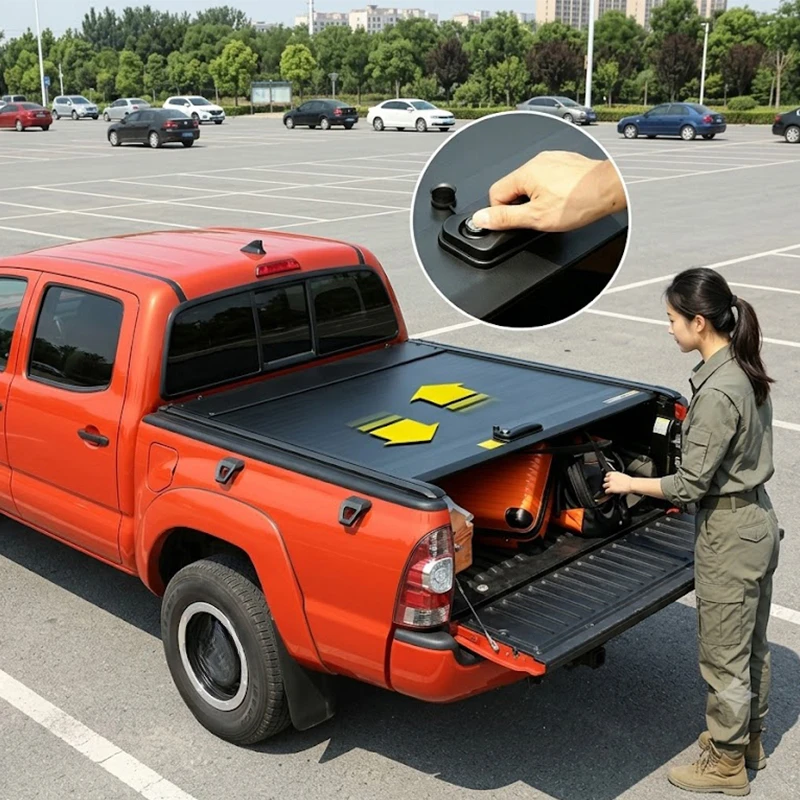 High Quality Manual Retractable Roll‑Up Aluminum Alloy Tonneau Cover 5ft 6ft Waterproof Lockable for Pickup