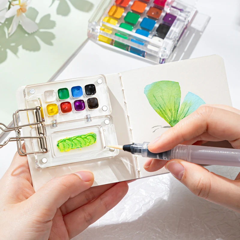 Acrylic Mini Watercolor Palette Empty 8/15 Grid Portable Paint Box Travel Painting Watercolor Packaging Paint Tray Art Supplies