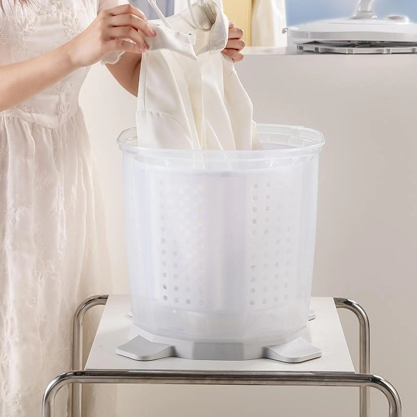 Portable Hand Cranked Washing Machine Mini Manual Clothes Washer Non Electric for Household Travel