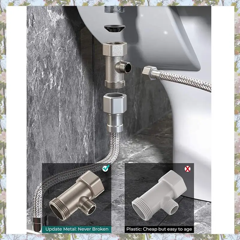 

X18A-Насадка для биде Ультратонкий унитаз с двойной насадкой Спиральный регулируемый давление воды Неэлектрический распылитель со шлангом