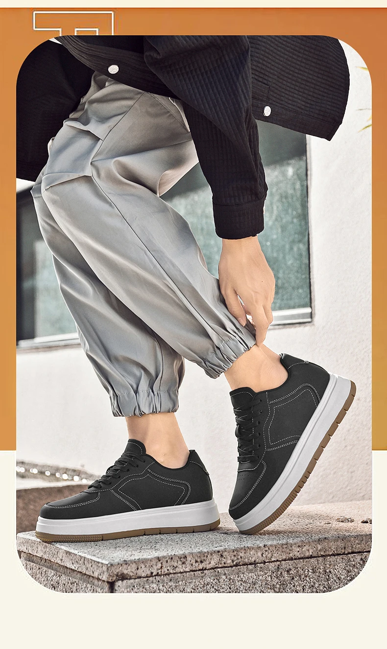 New Height-increasing Shoes for Men: 10CM-8CM-6CM Invisible Height-increasing Sports Shoes, White Sports Shoes, Large Size 37-44