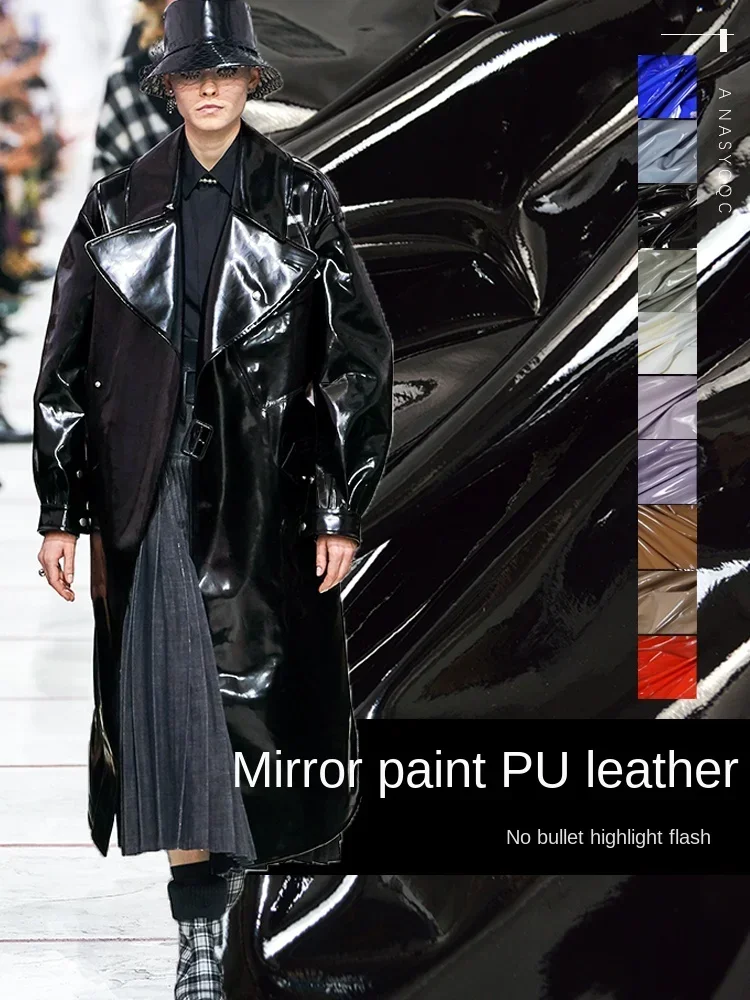 Leather Fabric Patent Leather Bright Mirror PU Designer Leather Clothing Wholesale Cloth for Diy Sewing By Meters Material