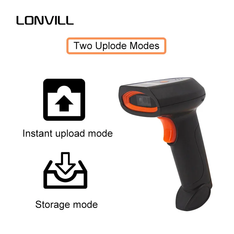 LONVILL Long Range 50-80m Wireless Barcode Scanner 30 Days Standby 2000mAh Rechargeable Battery Handheld Barcode Scanner