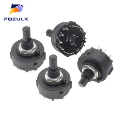 2PCS SR26 1 2 3 4 Pole 3 4 6 12 Position Selectable Band Rotary Channel Selector Switch Handle length 15/20MM