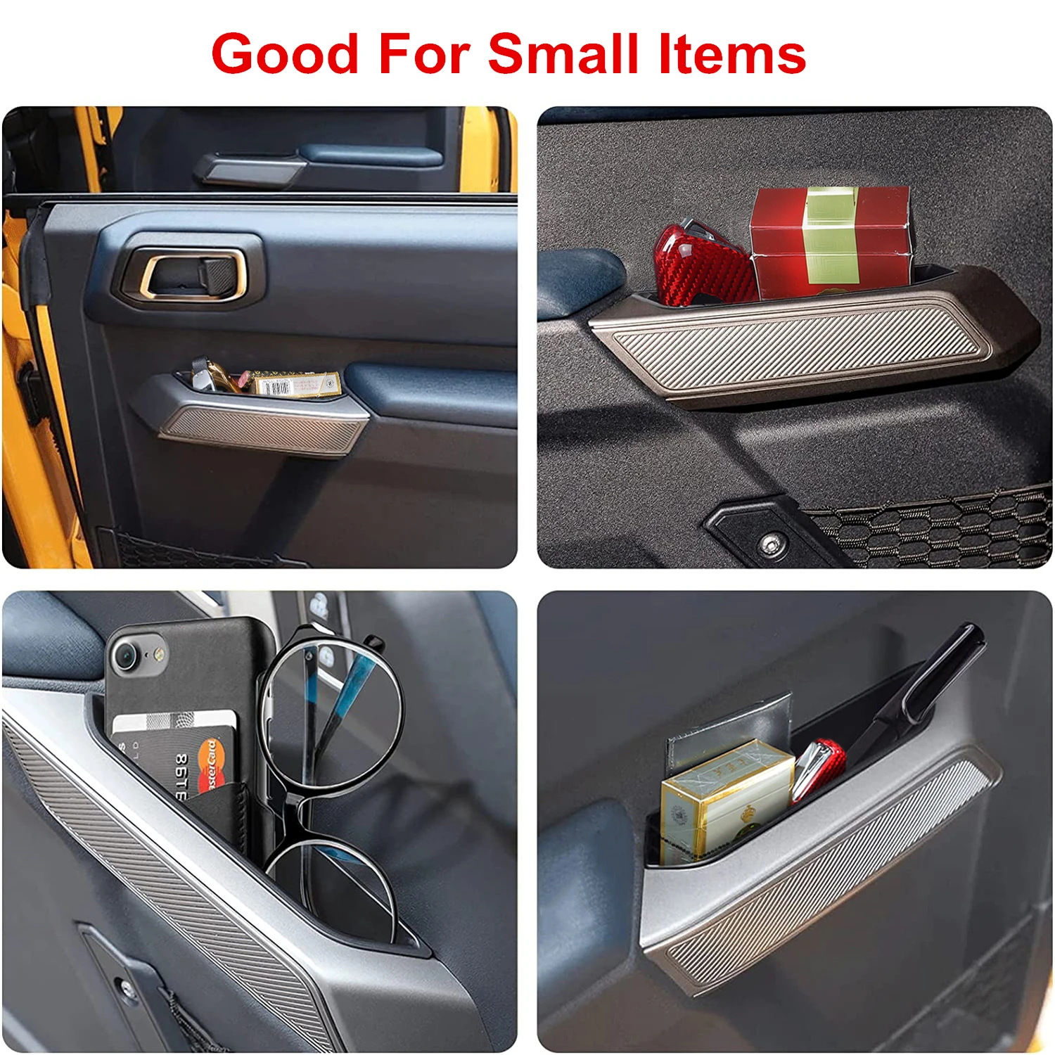 Organizer Tray Front Rear Door Handle Storage Box for Ford Bronco 2/4-door 2021 2022 2023 Car Accessories Stowing Tidying Black