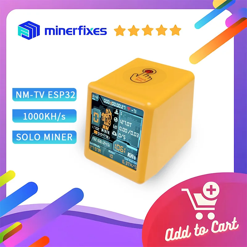 NEW NMminer Smart TV 1050KH/s Nerdminer V2  BTC solo mining crypto Lottery Miner silent Desktop Clock Miner bitcoin lottery mine