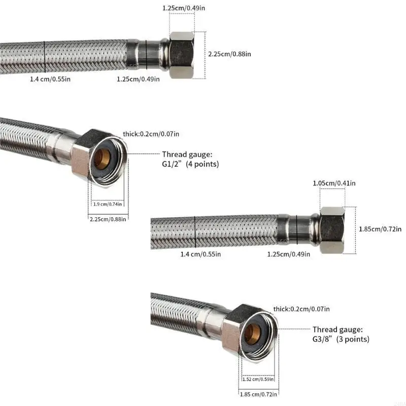 24BA Linha suprimento vaso sanitário aço inoxidável Conector vaso sanitário 3/8 polegadas a polegadas