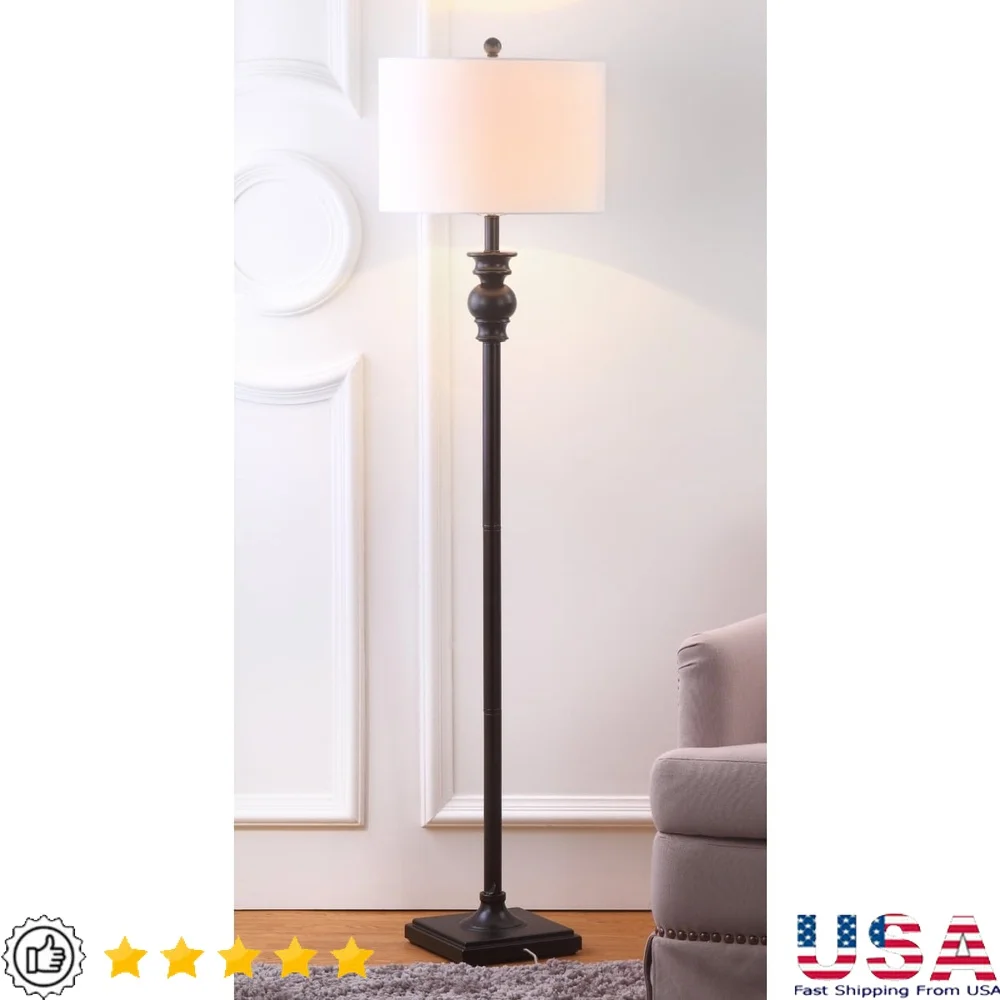 

Solid Floor Lamp with Off-White Cotton Shade Contemporary Design Durable Iron Base Easy Clean Long Lasting 61 Inch Height E26