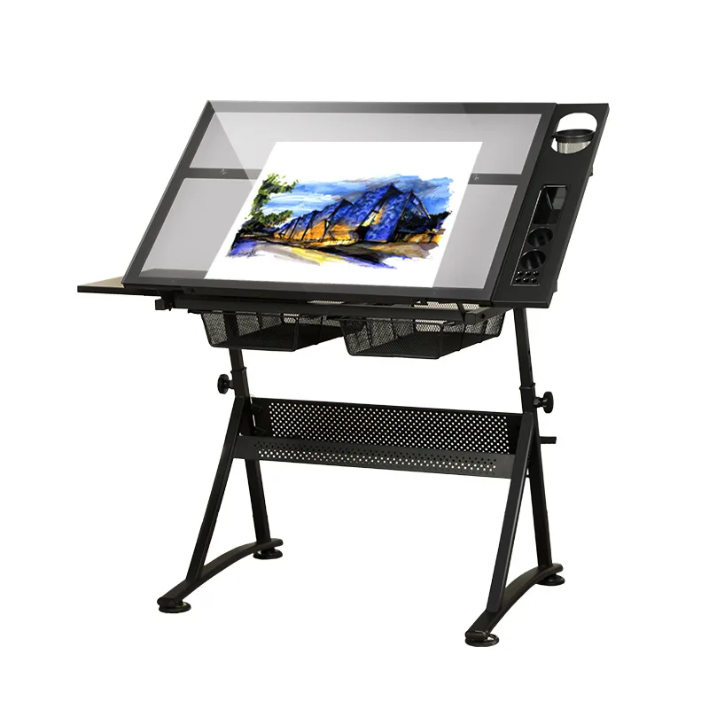 Workbench Design Glass Table Folding Lifting Drawing Table Tilting Art Drawing Table