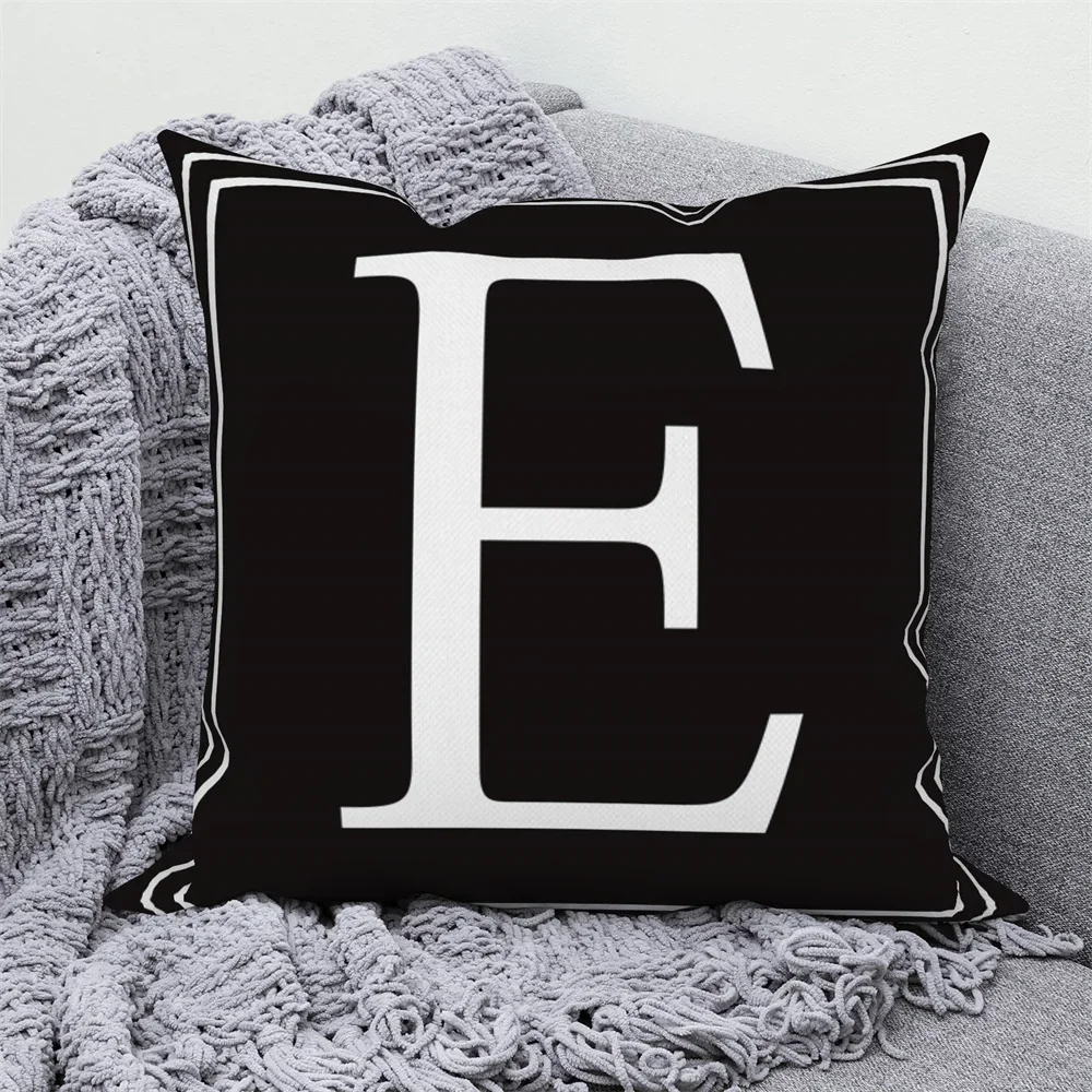 White English letters A-N Black Pillow Set bedroom Living room Living room Soft Decoration Pillow pillow covers decorative