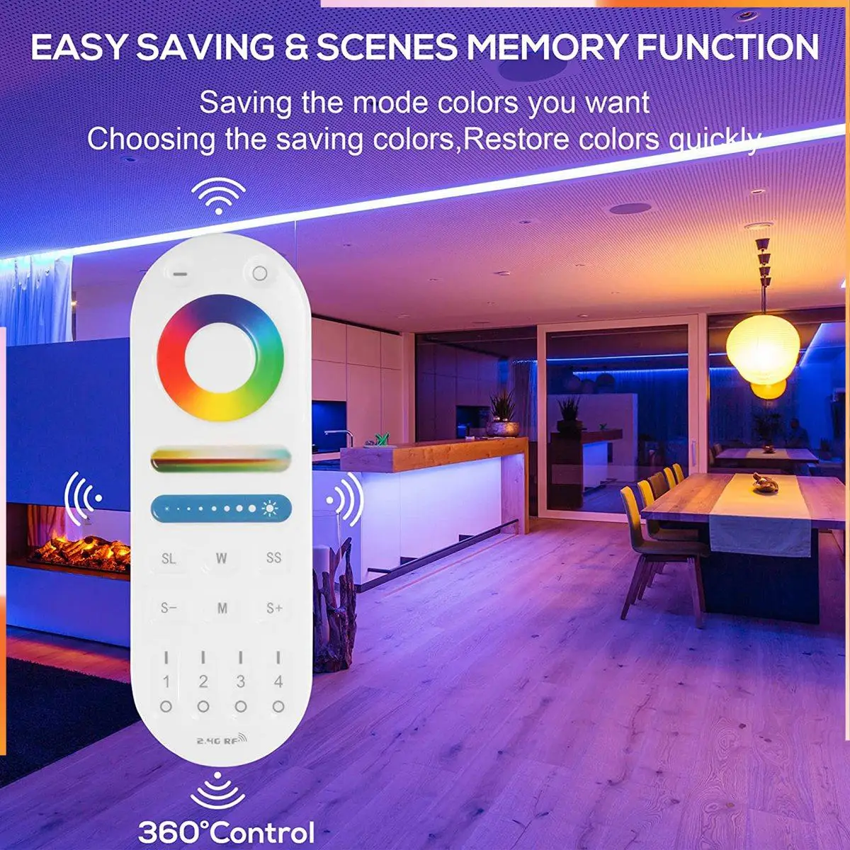 A92Z LM091 4-Zone 2.4G RF Remote Control Kompatibel dengan RGBW CCT RGB LED Pengendali Peredupan Layar Sentuh 4 Saluran