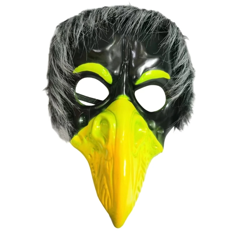 A52E Bird Face Halloween Costume Mask with Long Beak Molded Plastic Build and Soft Trim for Party Photo Use