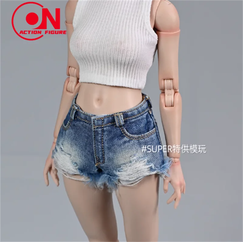 1/6 أنثى مخطط قميص قصير الأكمام الطويلة السراويل الساخنة الملابس نموذج صالح 12 ''TBL JIAOU AT201 الجندي عمل الشكل الجسم #3