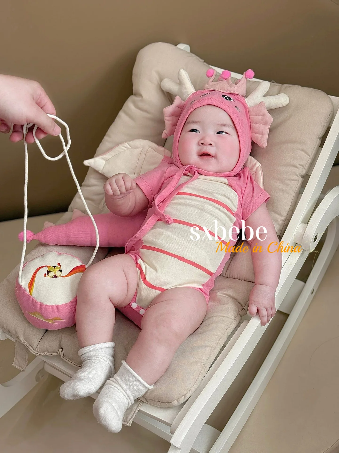 

Baby Dragon Romper 4PCS Pink Summer Short Sleeve Bodysuit Cute Infant Outfit Photo Shoot Costume Halloween Party Newborn Clothes