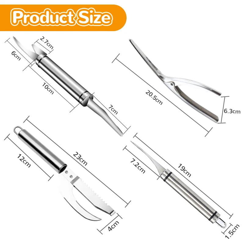 6 in 1 Shrimp Peeler Knife 304 Stainless Steel Prawn Devein Peel Shrimp Knife Multifunction Lobster Shell Peel Tool Seafood Tool