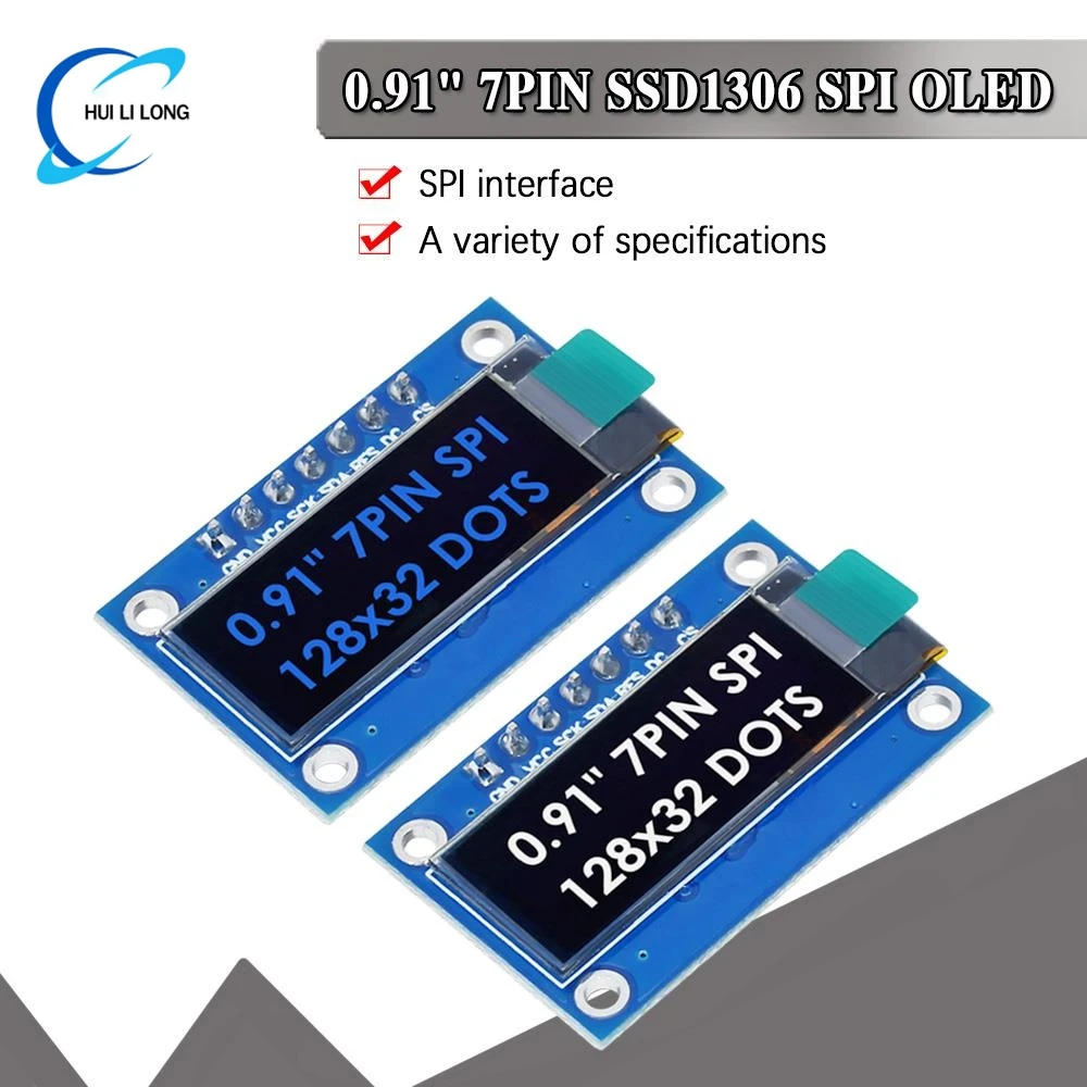 

WAVGAT SSD1306 7PIN 0,91 дюйма 128x32 SPI OLED-модуль 0,91 "OLED-дисплей модуль белый синий OLED-экран плата для Arduino