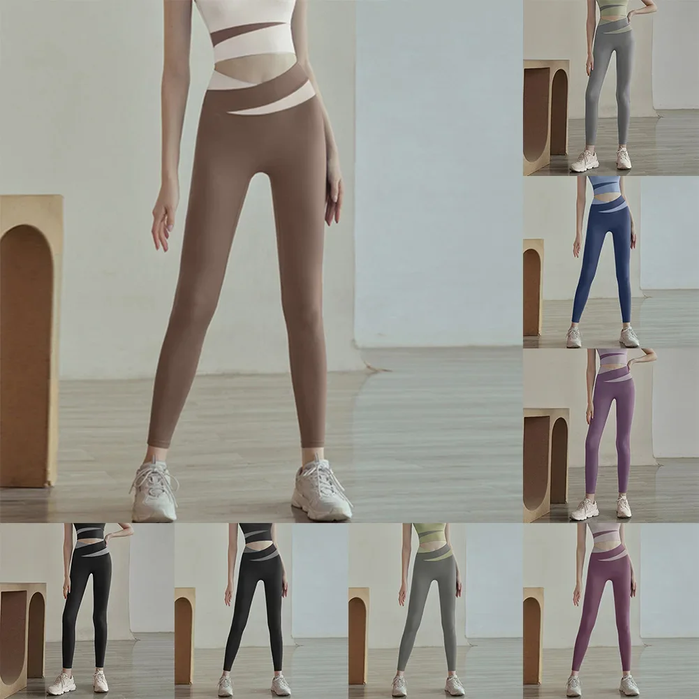 Fitness Training Fitness Leggings Elastic Women Fitness Pants Sports Pants Slim Fit Leggings Solid Color Style