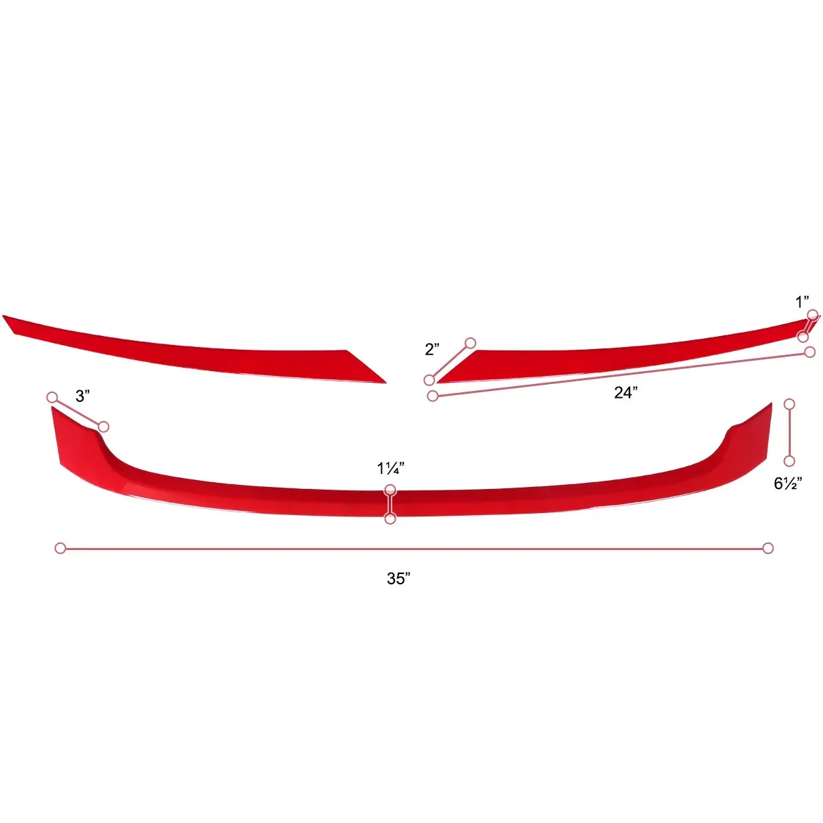 Grille Cover Trim 3PC Fits 2016-2021 Honda Civic FK8 JDM Red Front Garnish - view 5