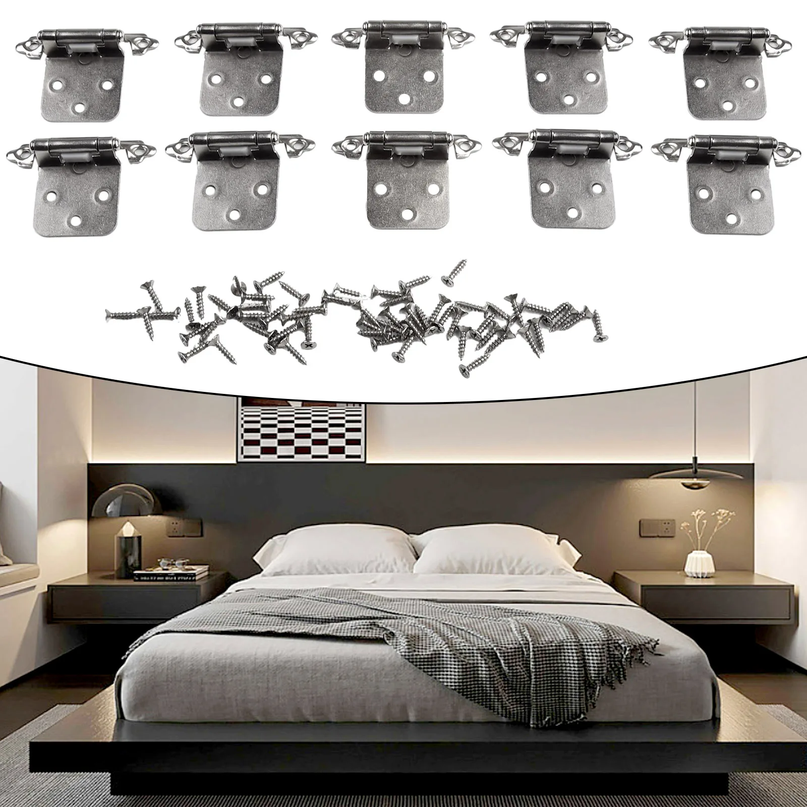 Self Closing Overlay Flush Cabinet Hinges 10pcs Duty for Wood Plastic Doors in Residential Commercial Use Self