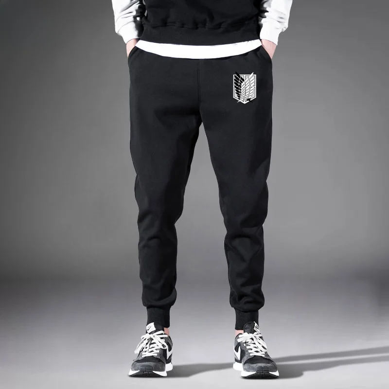 進撃の巨人-スポーティ-ルーズフィット-コットン-スウェットパンツ-エラスティックアンクル付き-ユース-カジュアル-レジャーパンツ-ティーンエイジ-ファッション