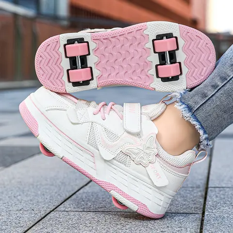 Children's Crazy Walking Shoes Roller Skates Girls' Internet Celebrity Four-Wheel Crazy Walking Shoes Student Invisible Wheel