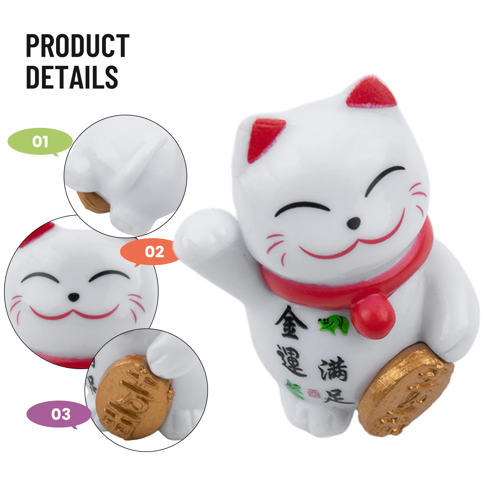 1pc Car Center Console Lucky Smile Red Ear Money Cat Small Statue Figurine Crafts Children Figure Ornament Miniatures Decoration