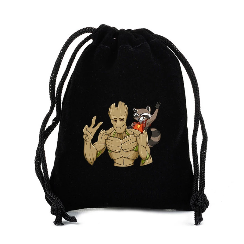 Disney Marvel Groot Drawstring Bag Movie Cartoon Print Sport Kids Child\'s Student Portable Birthday Party Hand Pocket Gift Pouch