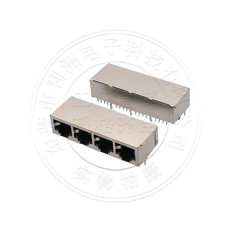 5Pcs/RJ45-5903 all inclusive 10P8C unlit 4P connected 1X4 shielded 90 degree bent pin horizontal network socket