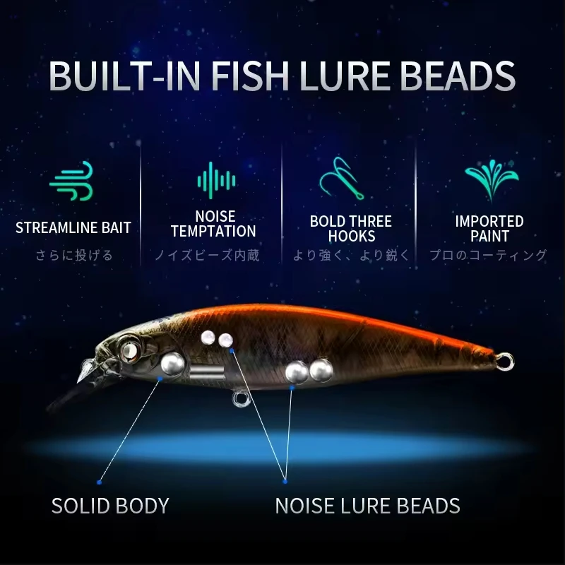 M80 BEARKING-Professional Quality Fishing Lures, Hard Bait, Slim, Wobblers, Minnow, Artificial Tackle, Pro 80mm, 9.9g view 3