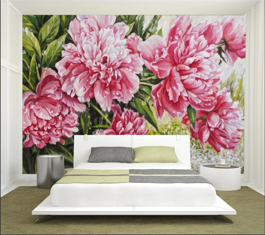 Custom large wallpaper 3d papel de parede Nordic hand-painted peony flower bedroom sofa background wall painting home wallpapers