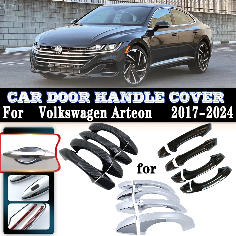 

For VW Volkswagen Arteon CC 3H7 2017~2024 Car Door Handle Covers Exterior Scratch Anti-rust Protective Decor Luxury Accessories