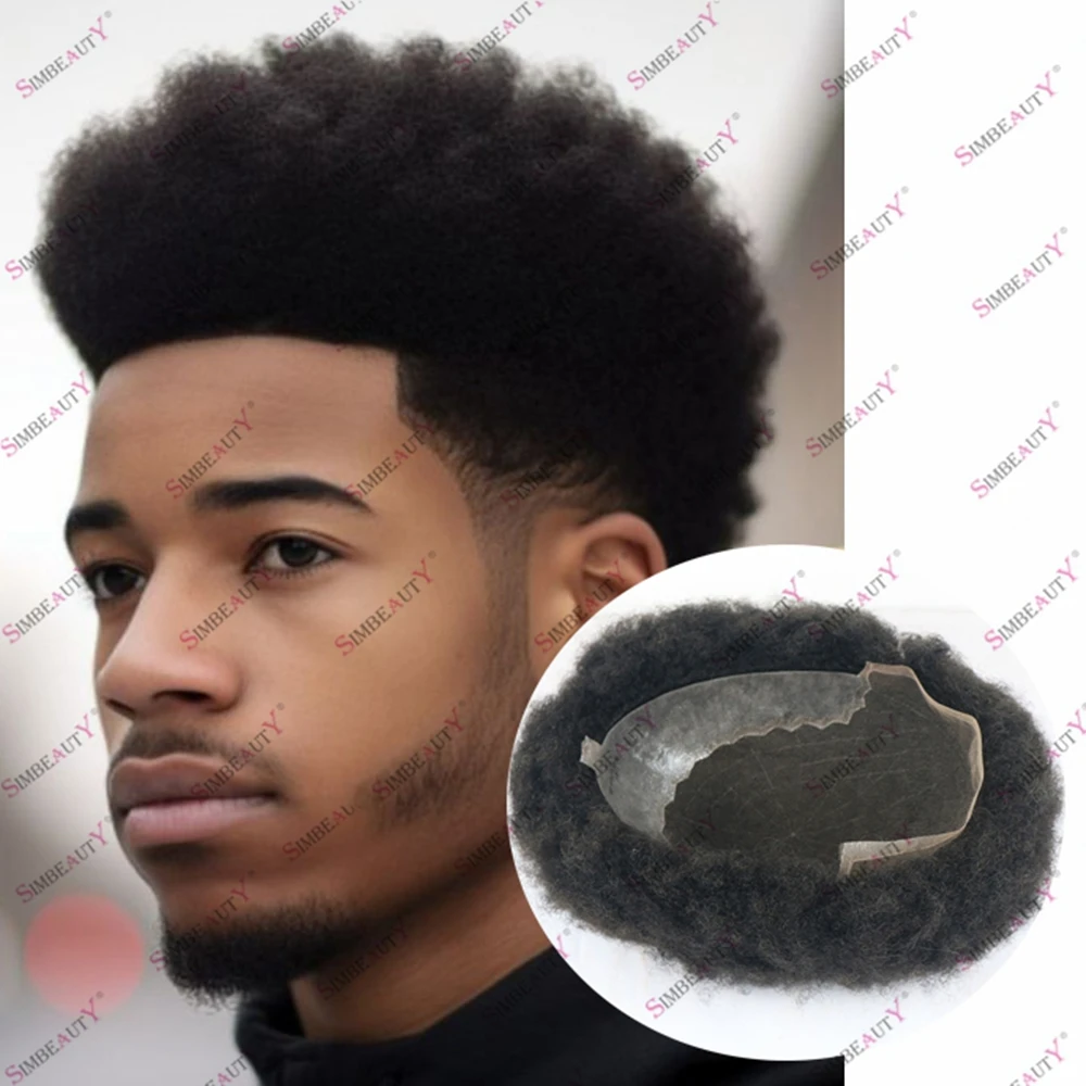 

Вентилируемые кружева и искусственная кожа, 100% человеческие волосы, афро вьющиеся черные мужские волосы, замена Q6, шиньоны, парик, дышащие черные парики из волос