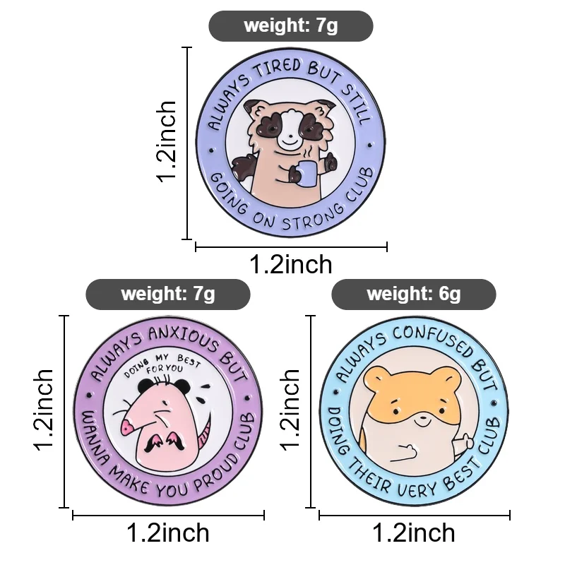 Always Confused but Doing Best Hamster Pin Thumbs Up Sweat Drop Cute Club Brooch for Lost and Tired Souls Streetwear Style