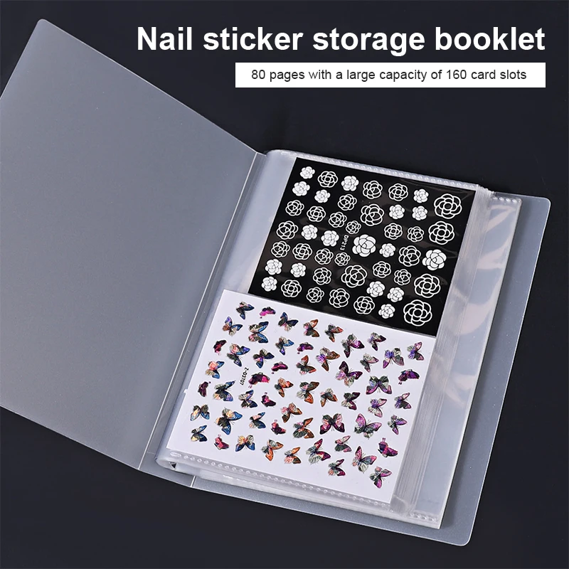 80 Pages Nail Stickers Storage Book Decals Organizer Holder Display Manicure Nail Tools Plastic Transparent Film Nail Art