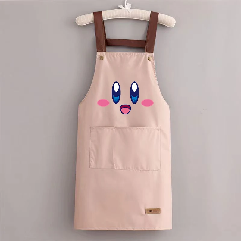 Kirby delantal para adultos, suministros de cocina para el hogar, antiincrustante, impermeable, resistente al aceite, juego de Anime de dibujos